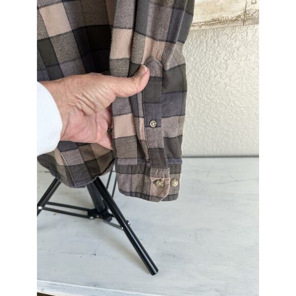 Mens Flannel Shirt Medium Long Sleeve Goodfellow & Co Green Gray Tan - Picture 3 of 11